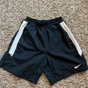 Nike Men's Dri Fit Black Shorts with White Accents